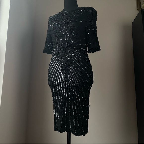 Styleworks Dresses & Skirts - Women’s Styleworks small/medium Black Beaded Sequin Silk Short Dress